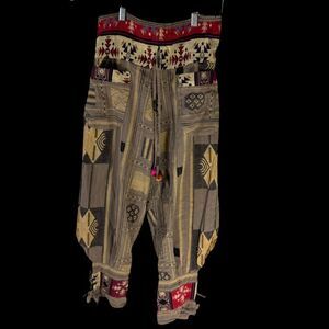 AMB Collection Woven Cotton Aztec Print Drawstring‎ Waist Harem Pants Sz S/M